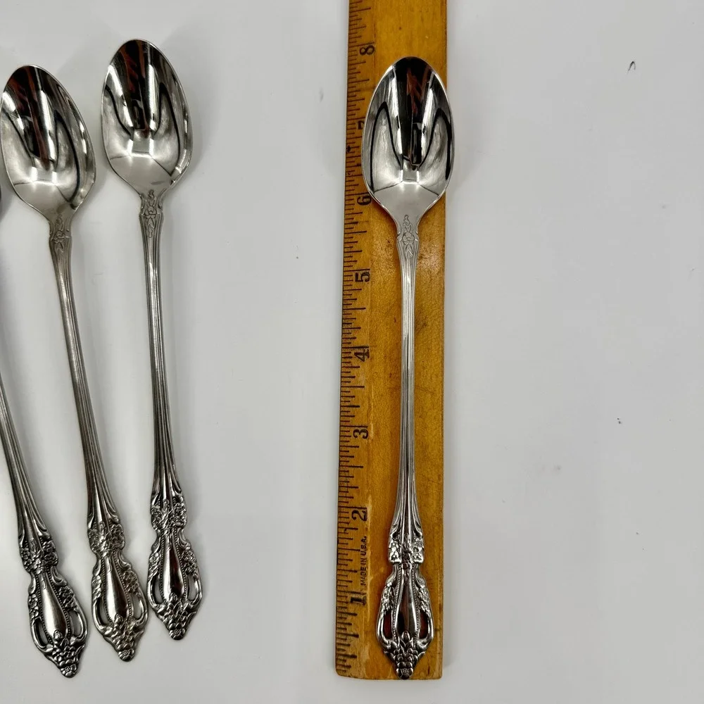 Oneida Distinction Deluxe Raphael Stainless Steel Set 4 Ice Tea Spoons 7.5
